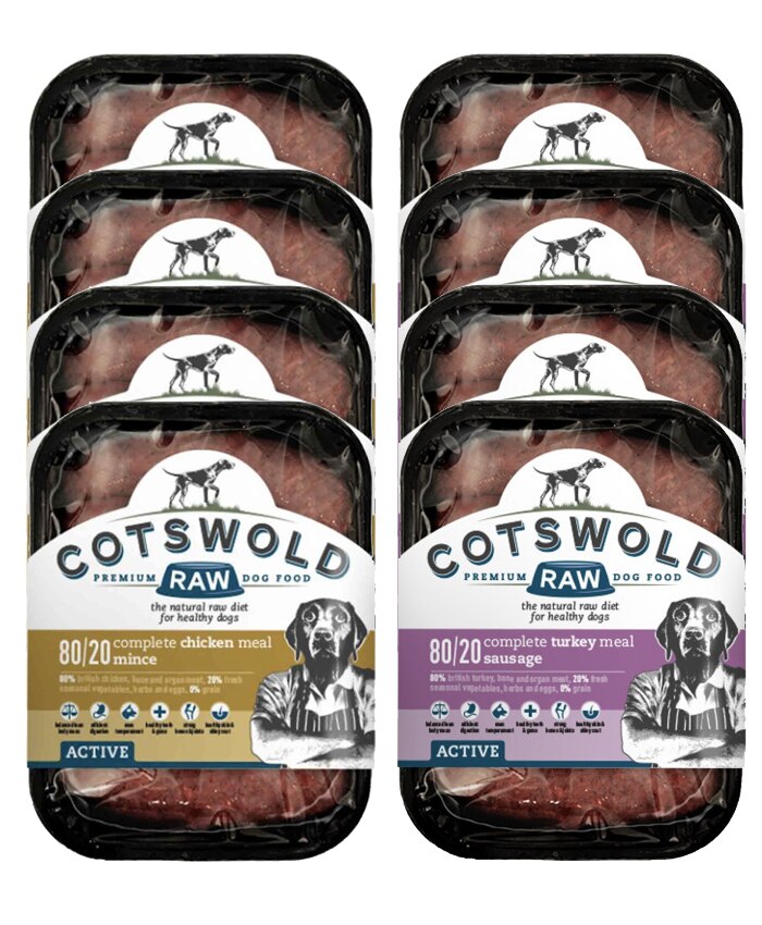 Cotswold RAW Active 80/20 Mince Adult Raw Dog Food Poultry Mix Pack - 8Kg